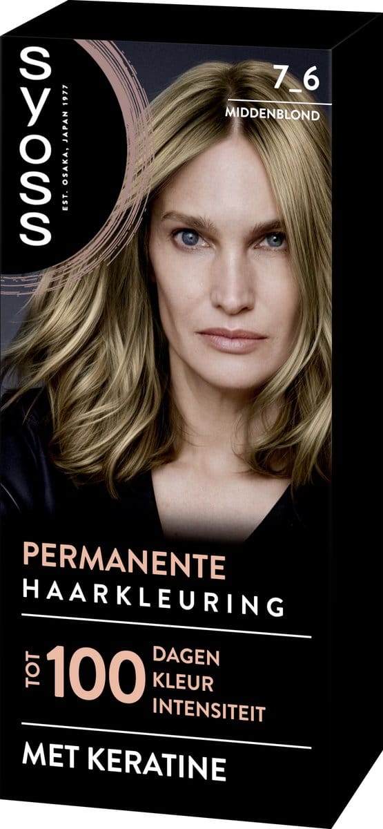 SYOSS Permanent Coloration 7-6 - Haarverf - Permanente Haarkleuring - Middenblond – Grijsdekking – Vermindert Haarbreuk - 1 Stuk
