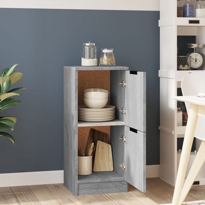 vidaXL - Dressoir - 30x30x70 - cm - bewerkt - hout - grijs - sonoma - eikenkleurig
