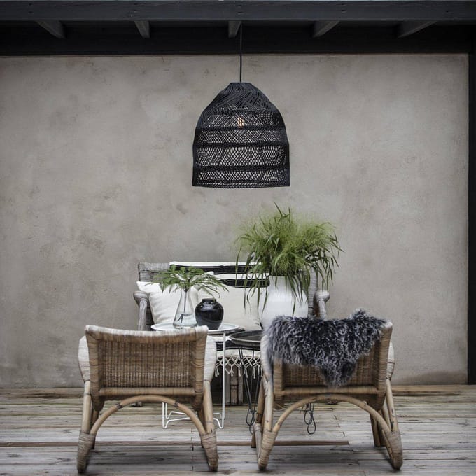 PR Home Hanglamp Maja, rotan, zwart, Ø 53 cm