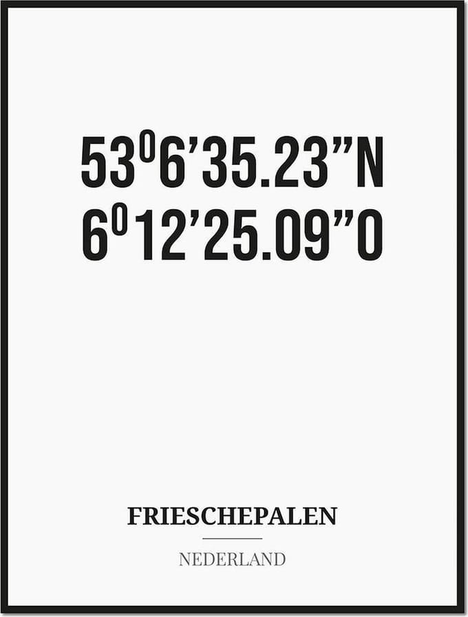 Poster/kaart FRIESCHEPALEN met coördinaten