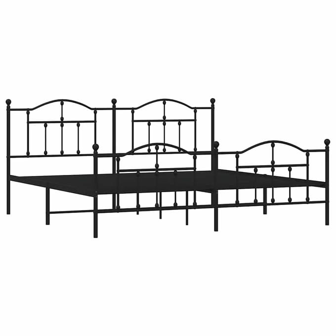 vidaXL - Bedframe - met - hoofd- - en - voeteneinde - metaal - zwart - 193x203 - cm