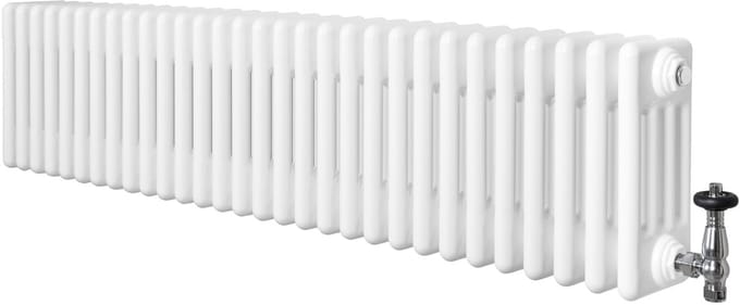 Traditionele 4-kolom radiator - wit - 300x1370 mm - thermostaatkraan