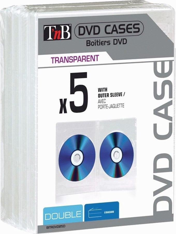 T'nB DBITRDVD05 Dubbel  "Transparant" 2 schijven ( 5 pak)