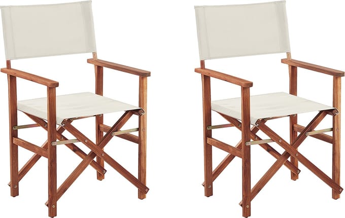 CINE - Tuinstoel set van 2 - Donkerbruin/Wit - Polyester