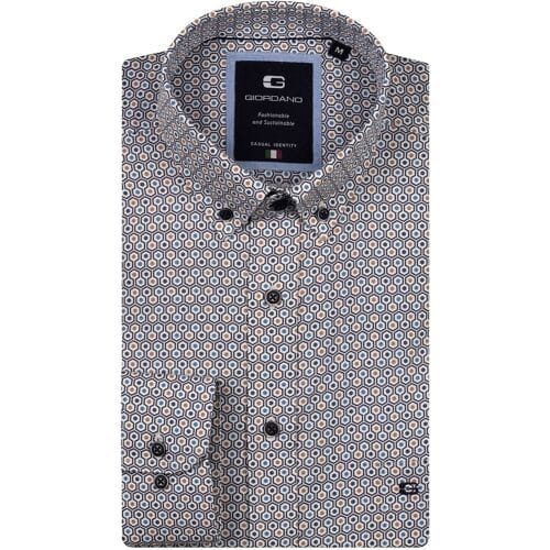 Giordano Overhemd Brando Soft Twill Hexagon Fantasy Navy-Multi / male