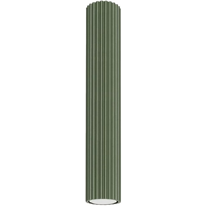 Plafondlamp KARBON 40 lange geribbelde buisspot van 40 cm - Sollux Lighting - IP20 - Olijfgroen aluminium behuizing - 6.5 x 6.5 x 40 cm - 1 x GU10 LED, exclusief lichtbron - Max. 10 W - Minimalistische plafondlamp voor woonkamer en slaapkamer