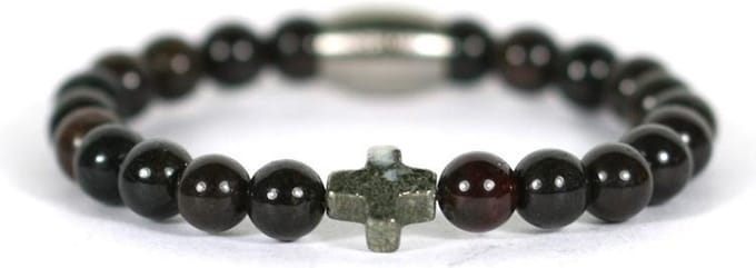IbizaMen KIDS - pyrite kruis  granaat 6mm - 17cm