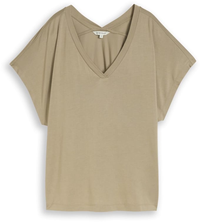 Tom Tailor - T-shirt met V-hals - Maat XL - Silver Olive