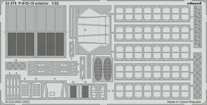 Eduard Modelbouwdecoratie - 32475 Exterior for P-51D-15 - Photo-etch