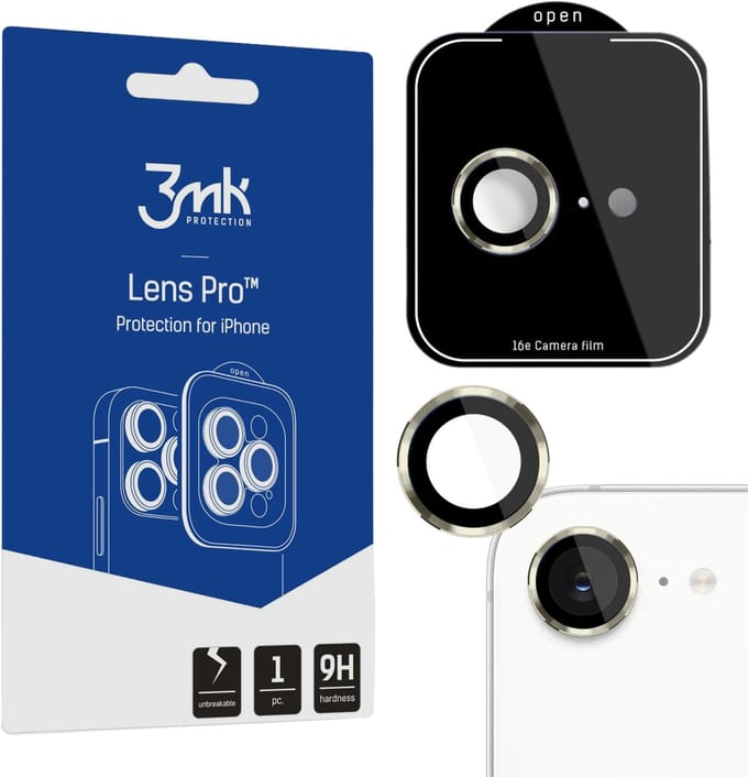 Gouden getemperd glas voor cameralens voor Apple iPhone SE4/16E - 3mk Lens Protection Pro
