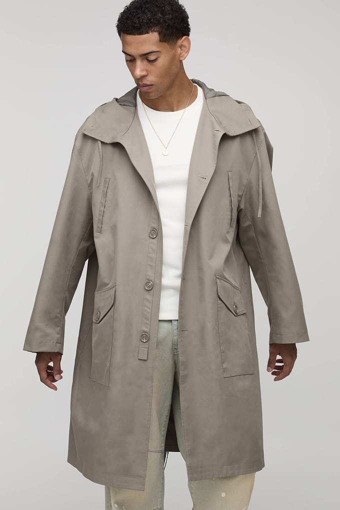 Regular Fit lang gesneden parka met capuchon Jacket | Khaki | Size Medium