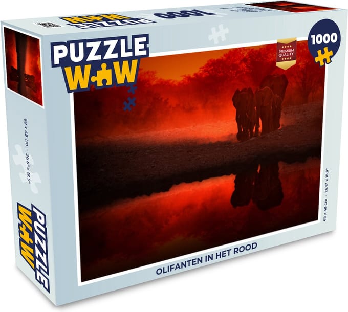 Puzzel Olifanten in het rood - Legpuzzel - Puzzel 1000 stukjes volwassenen