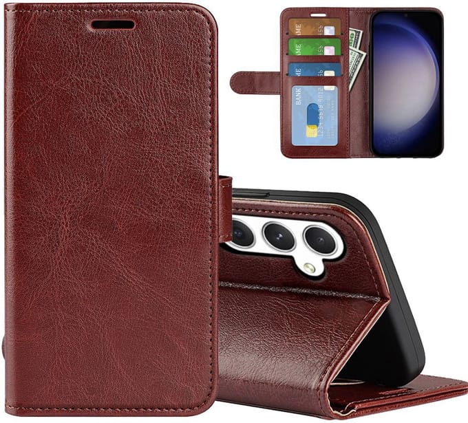 MobyDefend Hoesje - Geschikt voor Samsung Galaxy S24 - Wallet Book Case (Sluiting Achterkant) - Bruin