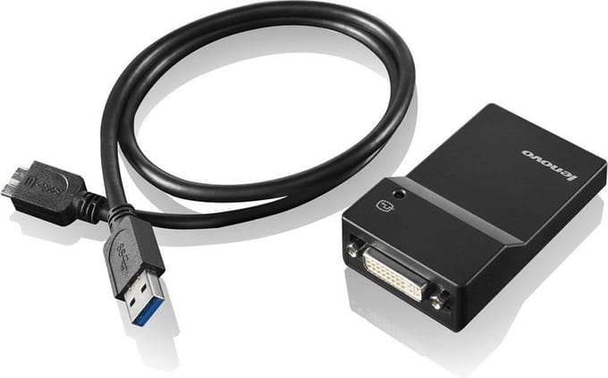 Lenovo USB 3.0 - DVI/VGA USB grafische adapter 2048 x 1152 Pixels Zwart