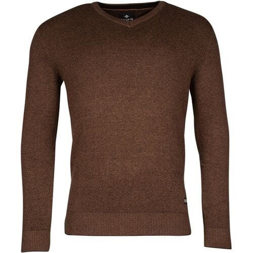 Baileys Trui Cotton V-Neck Allover 2-Tone Bruin / male