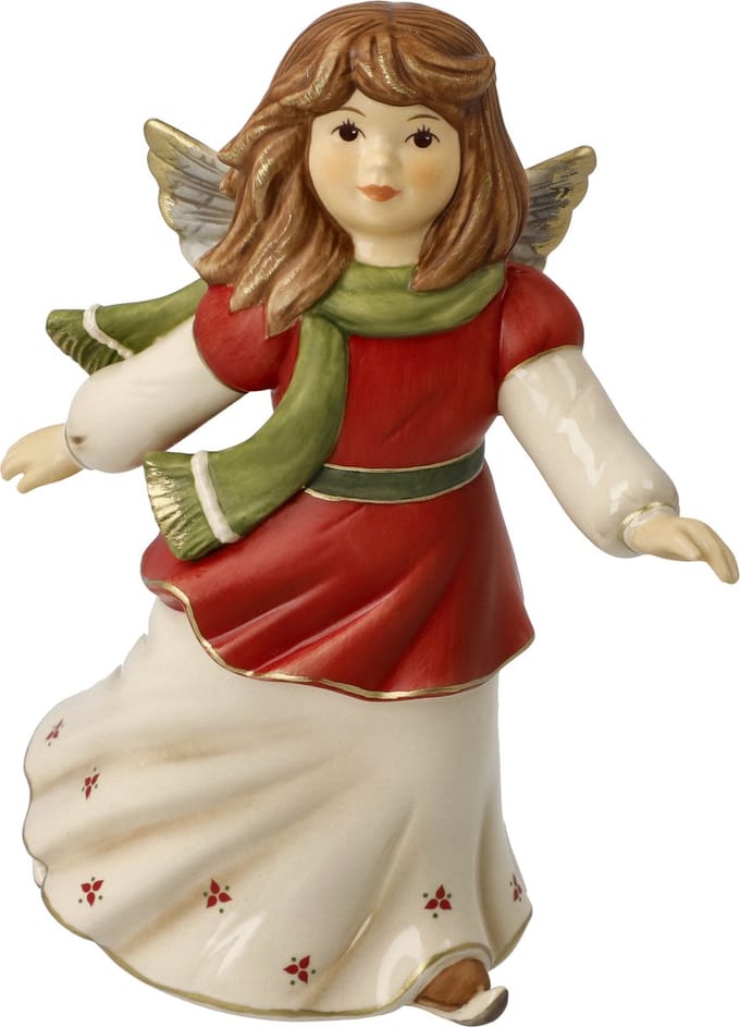 Goebel - Kerst | Decoratief beeld Engel Op het ijs | Aardewerk - 15cm
