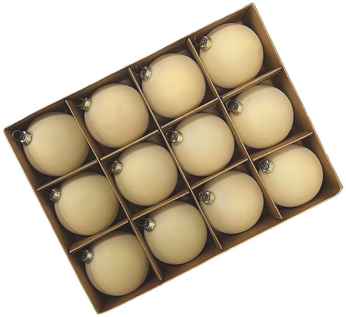 Fjesta© Velvet kerstballen - 6cm - Beige - 12 stuks