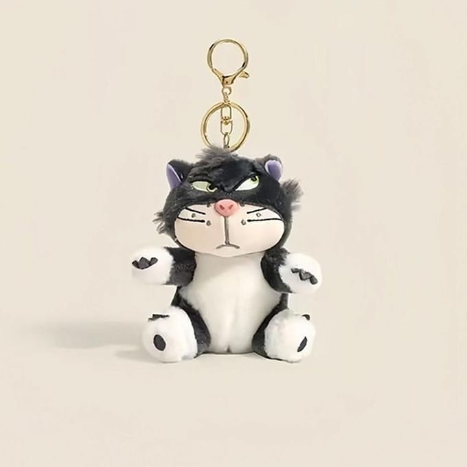 Grappige Lucifer Kat sleutelhanger pluche hanger creatieve scheel katje tas pop compact 12CM gray