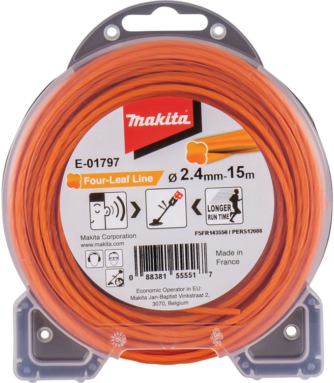 Makita 2,4x15 Klaverbladvormig maaidraad meter oranje - E-01797