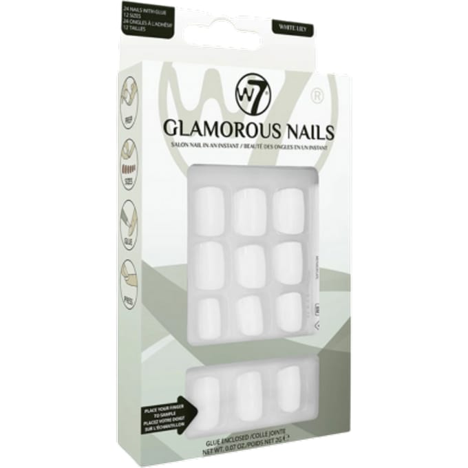 W7 Glamorous Nagels Wit Lelie - 24 stuks