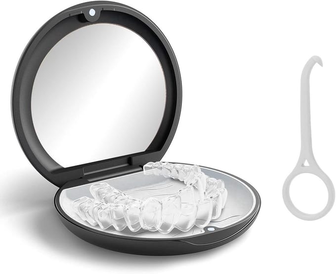 Draagbare Orthodontische Prothesedoos met Spiegel - Ideaal voor Beugels en Mondbeschermers
