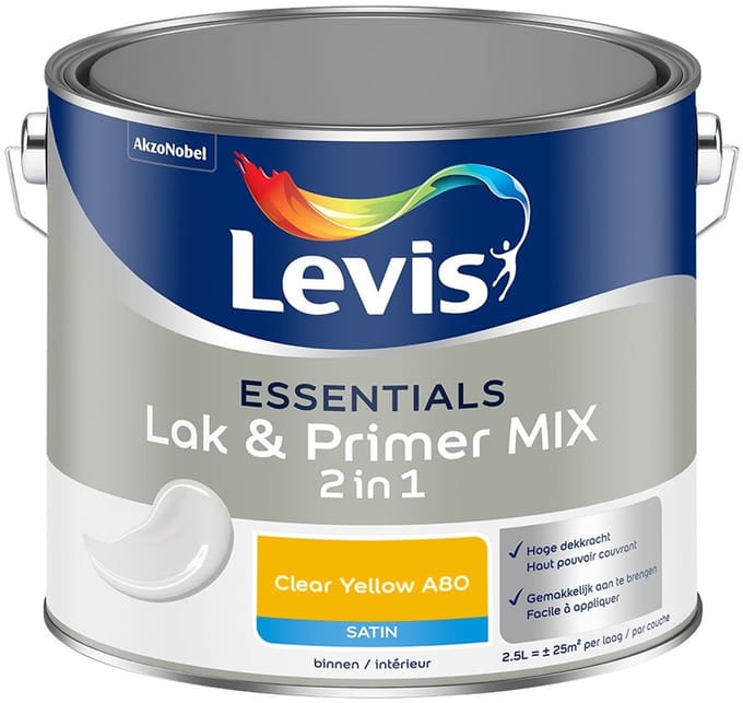 Levis - Essentials Lak & Primer Mix - Clear Yellow A80 - Mengverf - 2,5 L
