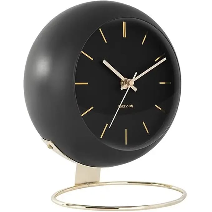 Karlsson Tafelklok Globe - Zwart - 21x24,5x14cm - Scandinavisch
