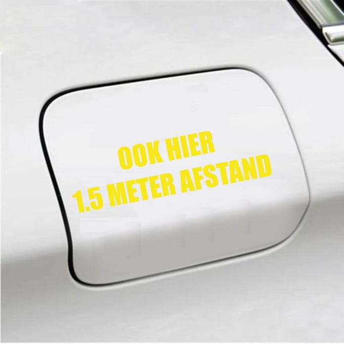 Bumpersticker - Ook Hier 1,5 Meter Afstand - 4,2 X 14,8 - Geel