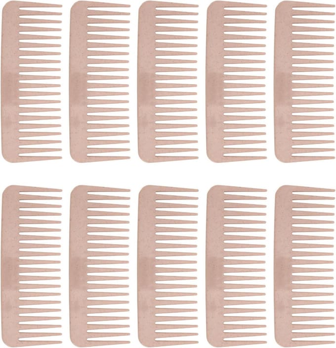 Haarontwarrende Kam - Styling Kam - Dagelijkse Haarverzorging - Gemaakt van Tarwestro - 10 Stuks - Beige