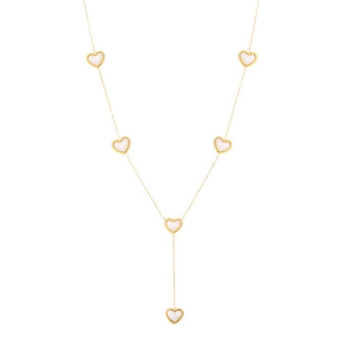 Bijoutheek Collier Y-Vorm Hart Plat White