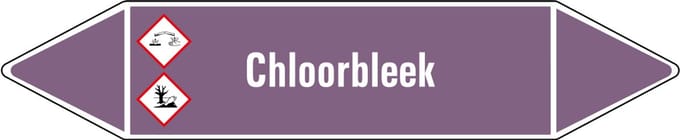 Chloorbleek leidingmarkering op vel - basen 126 x 26 mm - 5 per vel