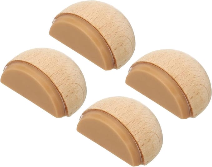 Deurstoppers set - Deurwiggen - Voorkom dichtslaan - Stevig hout - 4 stuks - Houtkleur