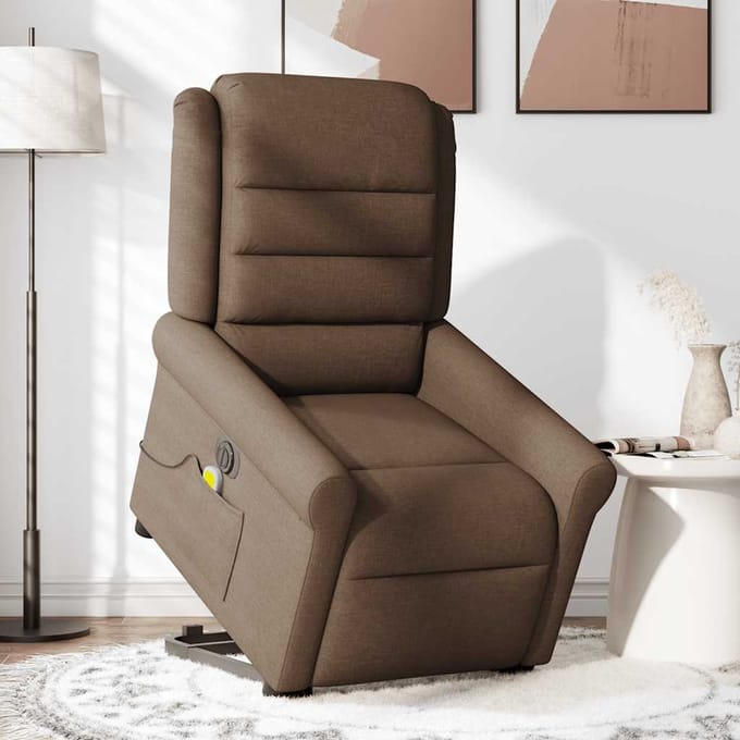 vidaXL - Sta-op-massagestoel - elektrisch - verstelbaar - stof - bruin