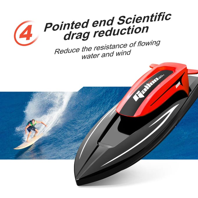 Boot met afstandsbediening, 2.4G 20kmh Highspeed waterdichte speedboot met afstandsbediening met LED-verlichting 1 Battery blauw