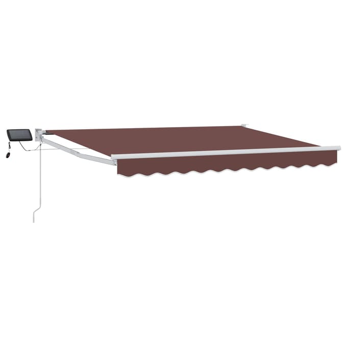vidaXL - Handbediende - luifel - met - LED's - Bruin - en - wit - 3 - x - 2,5 - m