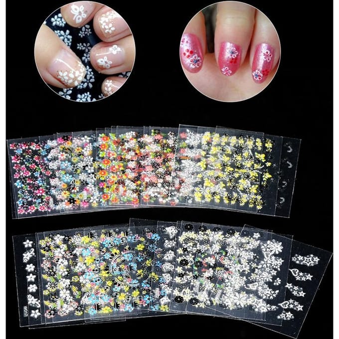 30 Vellen Gemengd Ontwerp Nail Art Manicure Tips Polish Stickers Decals Decoratie gray