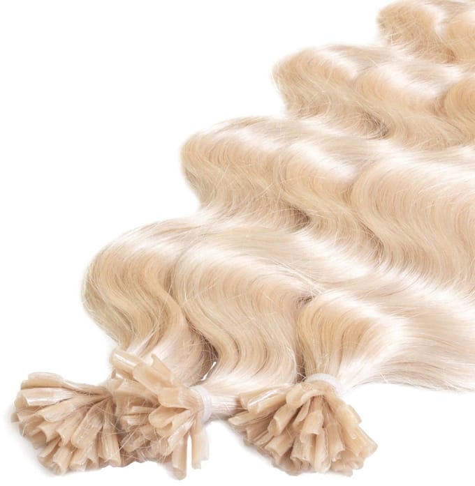 hair2heart Premium Extensions Echt haar Bondings Golvend - 25 strengen 1 g 60 cm 10/0 lichtblond