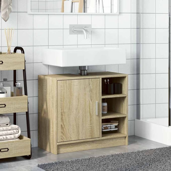 vidaXL - Wastafelkast - 63x29x55 - cm - bewerkt - hout - sonoma - eikenkleurig