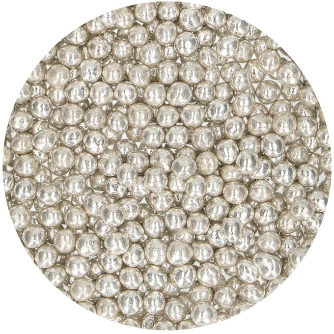 FunCakes Zachte Parels - Medium - Metallic Zilver - 55g - Eetbare Taartdecoratie