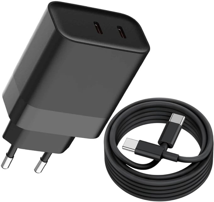 35W Dual USB C Lader met Geschikt voor: iPhone Oplader USB C Kabel - 1 Meter - Snellader USBC - USB-C Adapter
