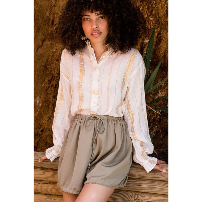 Louise Misha Blouse Ilonkania White & Gold Stripes Taglia: 32 | Magliette intime Outlet | Donna | Bianco