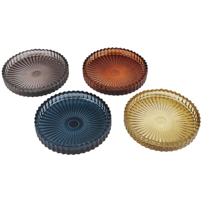 Onderzetter juul set 4 assorti glas 10x10x1,5cm