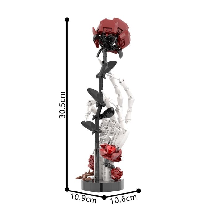 Gobricks MOC Crâne Gothique Rose Briques Main Fleurs Bloc de Construction Jouets Saint-Valentin Cadeau black