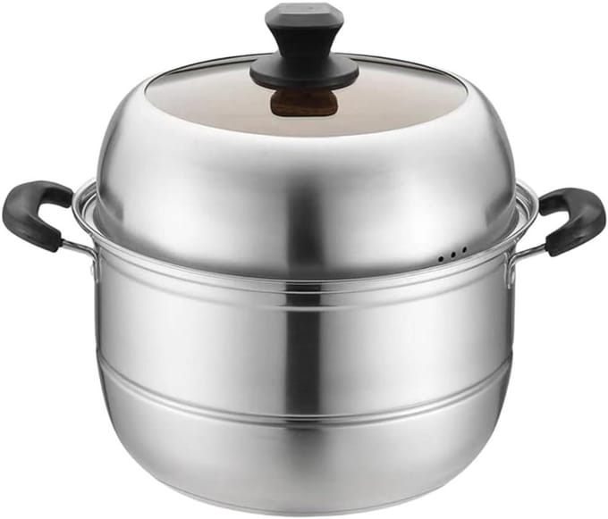 Stoompan RVS - Stoomkoker - Gezond Koken - Extra Dik - 28 cm - Zilver