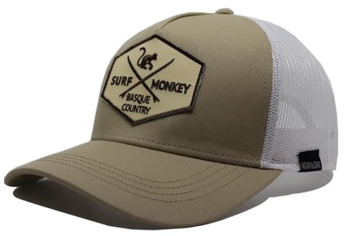 Surf Monkey - Trucker Cap - 5 Panel - One Size - Organisch Cotton - Beige wit
