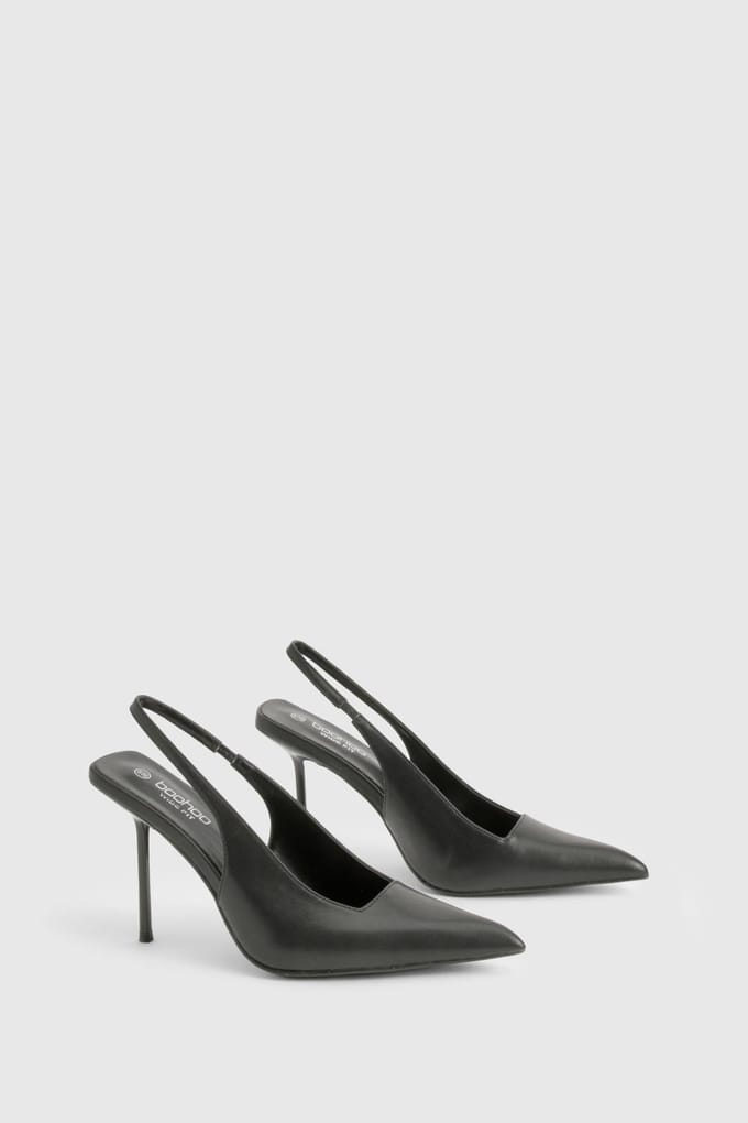 boohoo Dames Extreme Spitse Slingback Court Schoenen | Black | Maat: 4