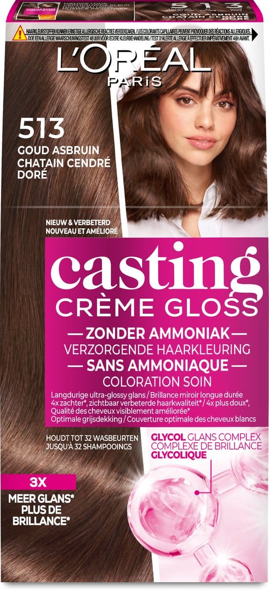 L'Oréal Paris Casting Crème Gloss Licht Beigebruin 513 - Semi-permanente Haarkleuring Zonder Ammoniak