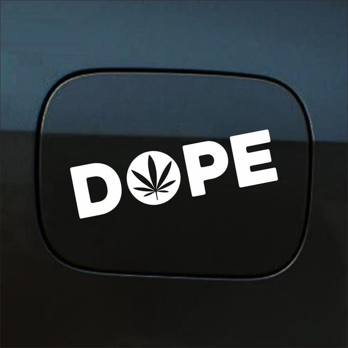 Bumpersticker - Dope - 4,5 X 17 - Wit