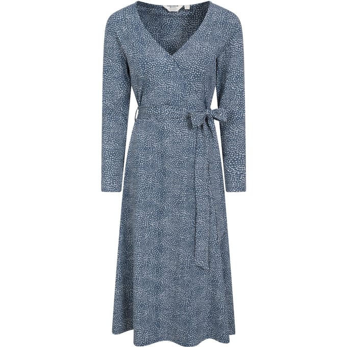 Mountain Warehouse Dames/Dames Santorini gestippelde midi-jurk met lange mouwen (Donkerblauw)