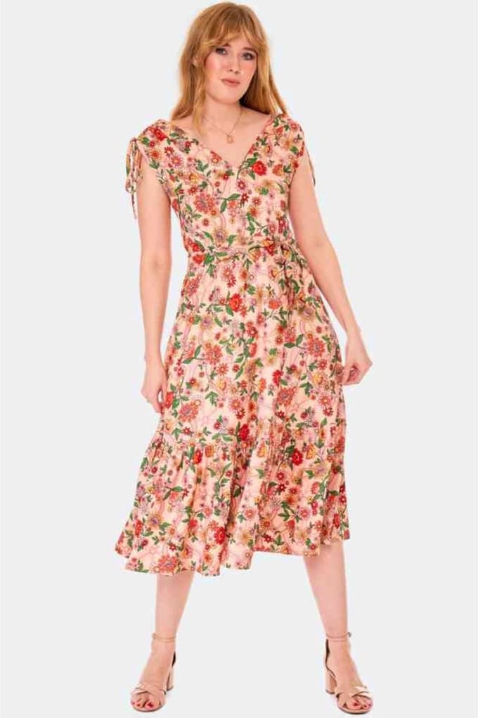 Voodoo Vixen - Rainbow Floral Knit Flare jurk - M - Multicolours